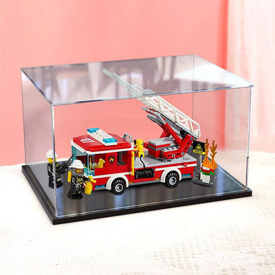 亞克力防塵盒適用樂高60107 城市救援云梯消防車展示模型玩具透明~芙蓉百貨