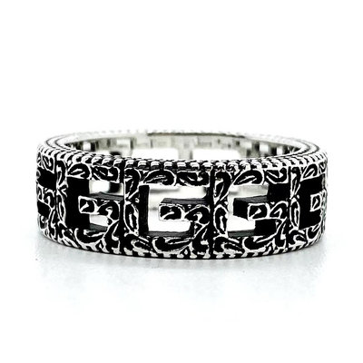 Gucci 方形G圖案戒指 做舊制作效果 正品材質 NO66098