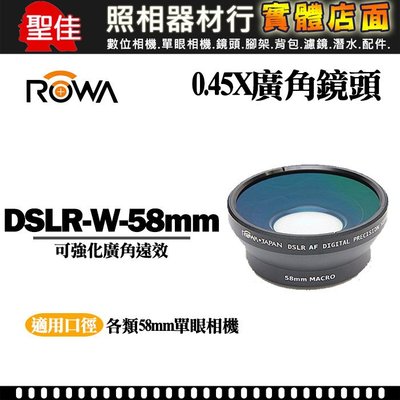 【單眼專用】58mm 廣角 鏡頭 Rowa DSLR-W-58mm 0.45X 外口徑 82mm (附微距Macro鏡片