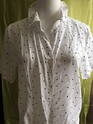 【NET】白色黑圓點造型純棉襯衫超舒服