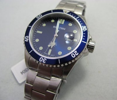 日本RHYTHM WATCH 藍水鬼超霸100米水晶防刮鏡面石英鋼帶腕錶 型號:RQ1603S04【神梭鐘錶】