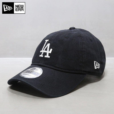 熱款直購#NewEra帽子2022秋冬加厚牛仔帆布MLB棒球帽軟頂大標LA道奇黑色潮