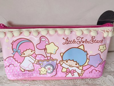 ♥小花凱蒂日本精品♥Twin Stars雙子星圖案立體毛球星星造型收納包化妝包筆袋-粉色款 41035504