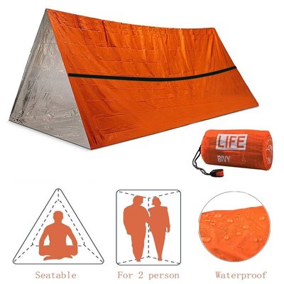 2 個人緊急避難所防水熱毯救援救生套件 SOS 睡袋生存管緊急帳篷帶口哨-master衣櫃1