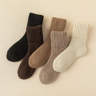 襪子系列 加厚羊毛襪子女中筒襪冬季百搭保暖毛圈襪透氣地板襪松口月子襪