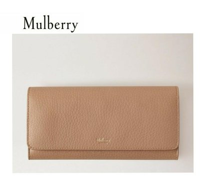 Mulberry ► ( 裸粉色×黑色×金屬金色） 真皮兩摺長夾 皮夾 錢包 中性款｜100%全新正品｜特價！