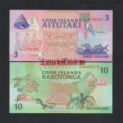 【Louis Coins】B1499-COOK ISLANDS-ND (1992)庫克群島紙幣,4張一套