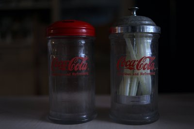 可口可樂 玻璃  醬料罐 / 吸管架  早期台製