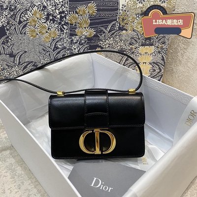 LISA二手 迪奧 Dior 30 MONTAIGNE蒙田 手袋 超迷你 黑色 光面牛皮革 M90030