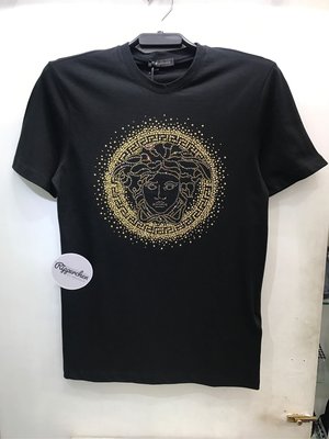 Versace 黑標 黑色 水鑽 女王頭 圓領T恤 全新正品 男裝 歐洲精品