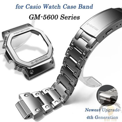 熱銷  卡西歐 GM-5600 GM5600-1dr 小方形系列金屬手錶配件錶帶錶殼 GM5600 Mod