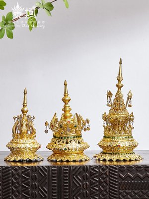緣古珍藏 東南亞風情擺件客廳皇冠泰國工藝品 泰式spa按摩店軟裝飾品