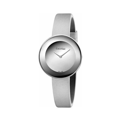 瑞士製 CK Calvin Klein 48折!銀色現代極簡時尚精品皮帶手錶女錶K7N23UP8
