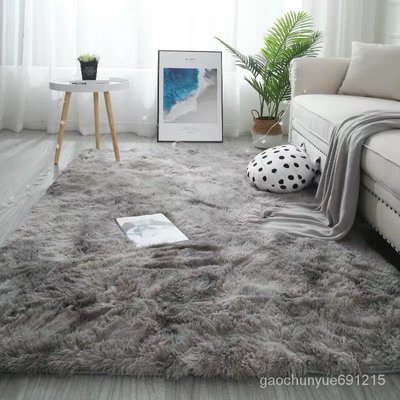 ins北歐長毛扎染漸變色地毯臥室客廳床邊網紅可水洗批發定製地墊 北歐 現代