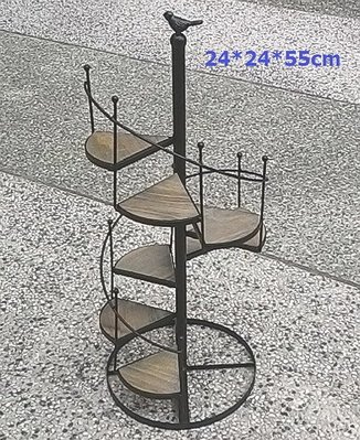 【浪漫349】 鐵+木 8層旋轉梯 置物架 展示架 陳列架 日式雜貨樓梯