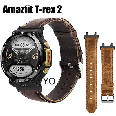 XIAOMI 小米 Amazfit T-rex 2 T rex 2 錶帶 真皮革腕帶 智能手錶 復古錶帶
