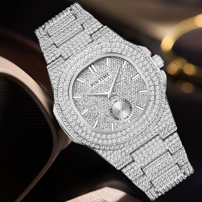 男士手錶 PINTIME/品時腕手錶滿天星時尚水鉆腕錶奢華鉆錶男女通用手錶批發