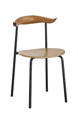【生活家傢俱】JF-471-2：鐵腳實木餐椅【台中家具】牛角椅 洽談椅 實木椅 書桌椅 工業風餐椅 造型椅 松木+鐵腳