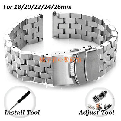 【橘子君の數碼館】適用的通用鋼錶帶Galaxy Watch 3 Active 2華為不銹鋼錶帶1820 2224Mm