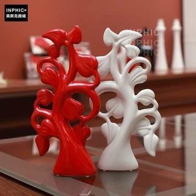 INPHIC-時尚簡約工藝品擺件 紅白抽象樹 陶瓷裝飾品_S02064C