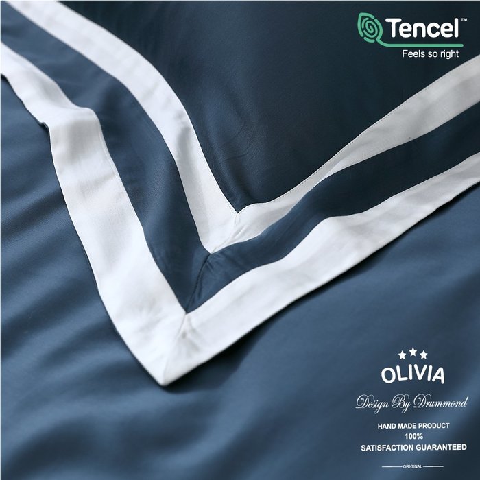 【OLIVIA 】DR1010 蒼山藍 標準雙人床包兩用被四件組 80支天絲™萊賽爾 雙框設計