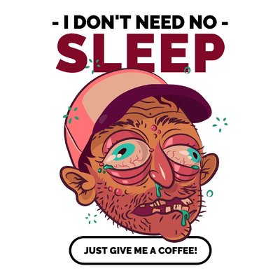 GIVE A COFFEE 中性短袖T恤 5色 不要睡覺只要咖啡CAFE手沖戶外生活旅行90s年代卡通插畫