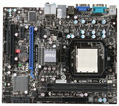 微星 740GM-P25主機板、AM3腳位、可支援6核心處理器、記憶體支援DDR3、PCI-E、拆機良品、附擋板