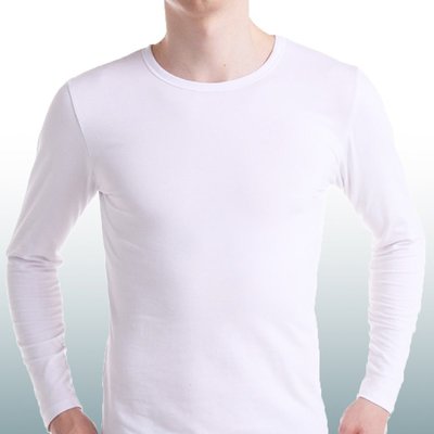 【chinjun】舒適保暖 彈性長袖內衣，純白內衣-U型領-長袖