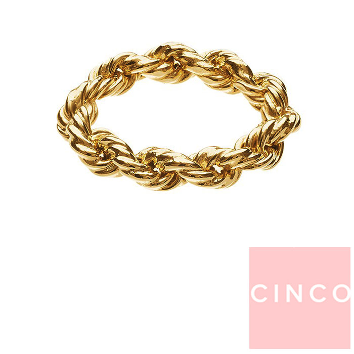 CINCO 葡萄牙精品 Bia ring 925純銀鑲24K金戒指 簡約編織小寬版戒指