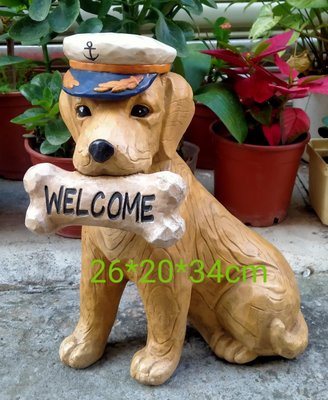 （浪漫349）外銷樣品實心海軍拉布拉多拉不拉多迎賓狗雕塑模型welcome