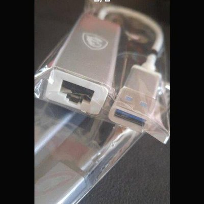 MSI外接式鋁製網路卡，全新USB3.1 to rj45 Adapter轉接線鋁金外殼（銀）(黑）MSI外接式鋁製網路卡