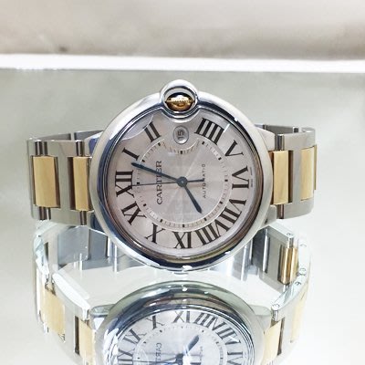 順利當舖  Cartier/卡帝亞  42mm大錶徑18K半金新款藍氣球時尚帥氣自動錶款