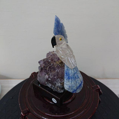 221g 石雕 鳥 鸚鵡 水晶鳥 紫水晶 天然 水晶 礦石 雕刻 擺飾 擺件 禮物 風水 能量 磁場 展示 藝術品