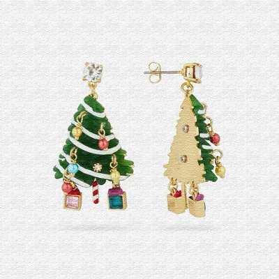 廠家直銷#Les Nereides 雪人圣誕樹狐貍兔子禮物時尚童話耳環925銀耳釘耳夾
