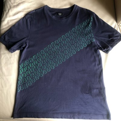 [品味人生2]保證正品 Fendi 藍色 立體 LOGO   短袖T恤 短T size XXL 適合 XL 義大利製