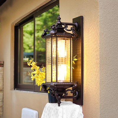 戶外歐式壁燈陽台走廊壁燈防水室外led玻璃墻壁燈簡約現代壁燈