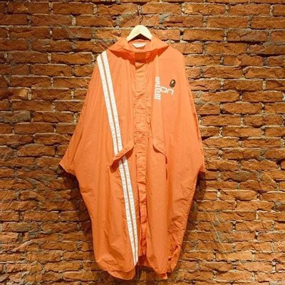 Bape Raincoat 橘色 長板 雨衣 風衣 外套 防風 防水