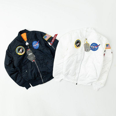 全館免運 美國阿爾法工業ALPHA MA1 NASA飛行員夾克男女冬季加厚款ma1外套 可開發票