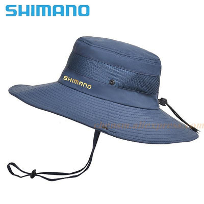 Shimano 時尚夏季帽子大號寬邊戶外釣魚遠足沙灘男士巴拿馬帽子網眼透氣速乾防紫外線太陽帽