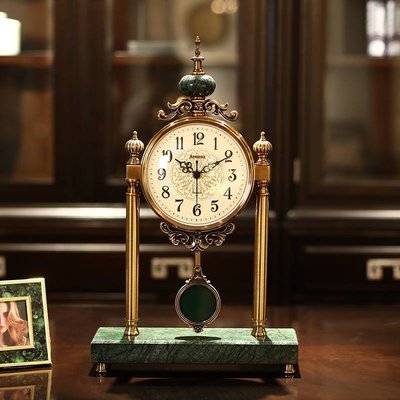 歐式座鐘客廳輕奢搖擺臺鐘樣板房裝飾擺件美式鐘表大號臺式時鐘現貨 正品 促銷