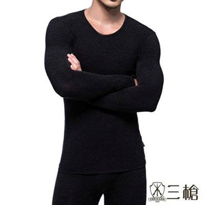 三槍牌 時尚經典舒適 TOUCH-HEAT男發熱衣 2件組 黑色 台灣製