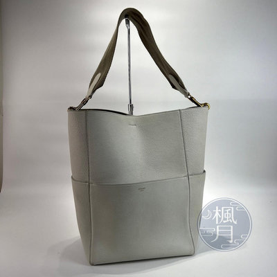 CELINE 思琳 白色 SANGLE 皮革 肩背包 單肩包 水桶包 精品包 包包 名牌包 BAG