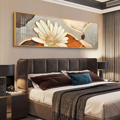 現代輕奢臥室床頭裝飾畫文藝花卉客廳沙發背景墻掛畫主臥房間壁畫~特價