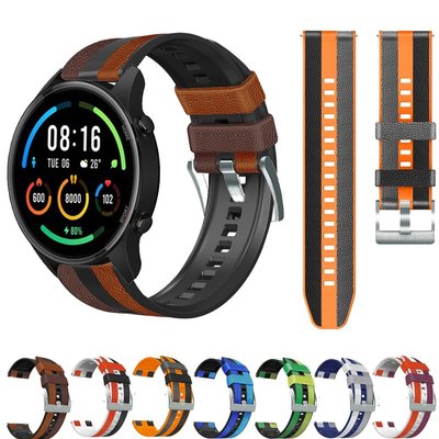 XIAOMI MI 適用於小米 MI 手錶全球版皮革 + 矽膠錶帶 22mm 錶帶手鍊錶帶, 用於 MI 手錶顏色