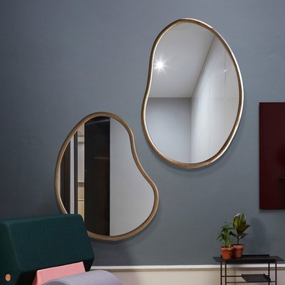 北歐家用浴室鏡臥室壁掛化妝鏡設計師推薦樣板間掛墻藝術鏡子造型-雙喜生活館