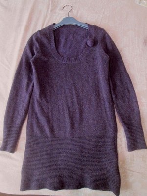日本專櫃IIMK紫色羊毛DITA NR INE DIFFA款針織長版上衣38號 附球球別針