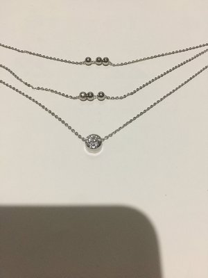 造型三珠飾兩串一可白水鑽項鍊