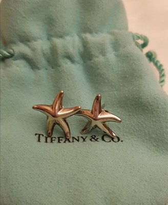 全新正品Tiffany925銀海星耳環