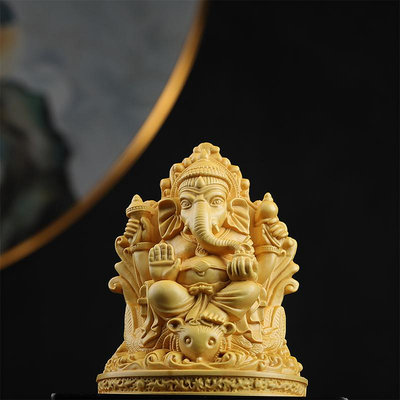 黃楊木雕象神擺件泰國象鼻財神天目象象鼻天印度護法神像泰式裝飾256 木雕 掛件 把件【板橋雅玩】