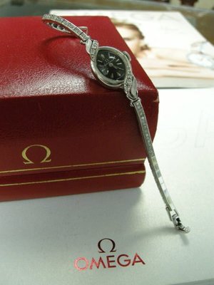 Omega  亞米茄 女粧/ 白K金鑽帶/古典珍藏鑽錶 極完整美